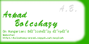 arpad bolcshazy business card